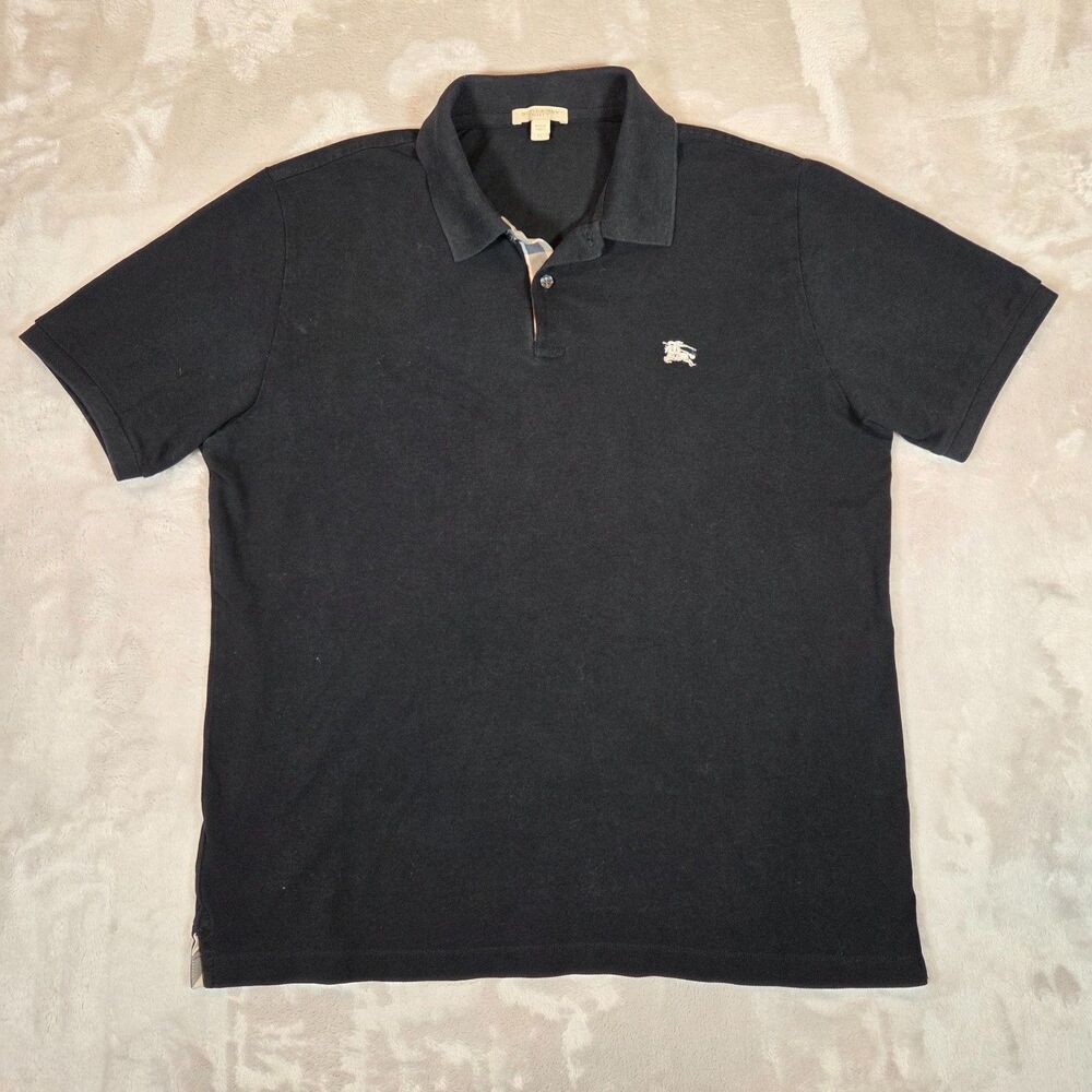 Burberry Brit Polo Shirt Men’s XL Black Nova Check Classic Fit Luxury Casual